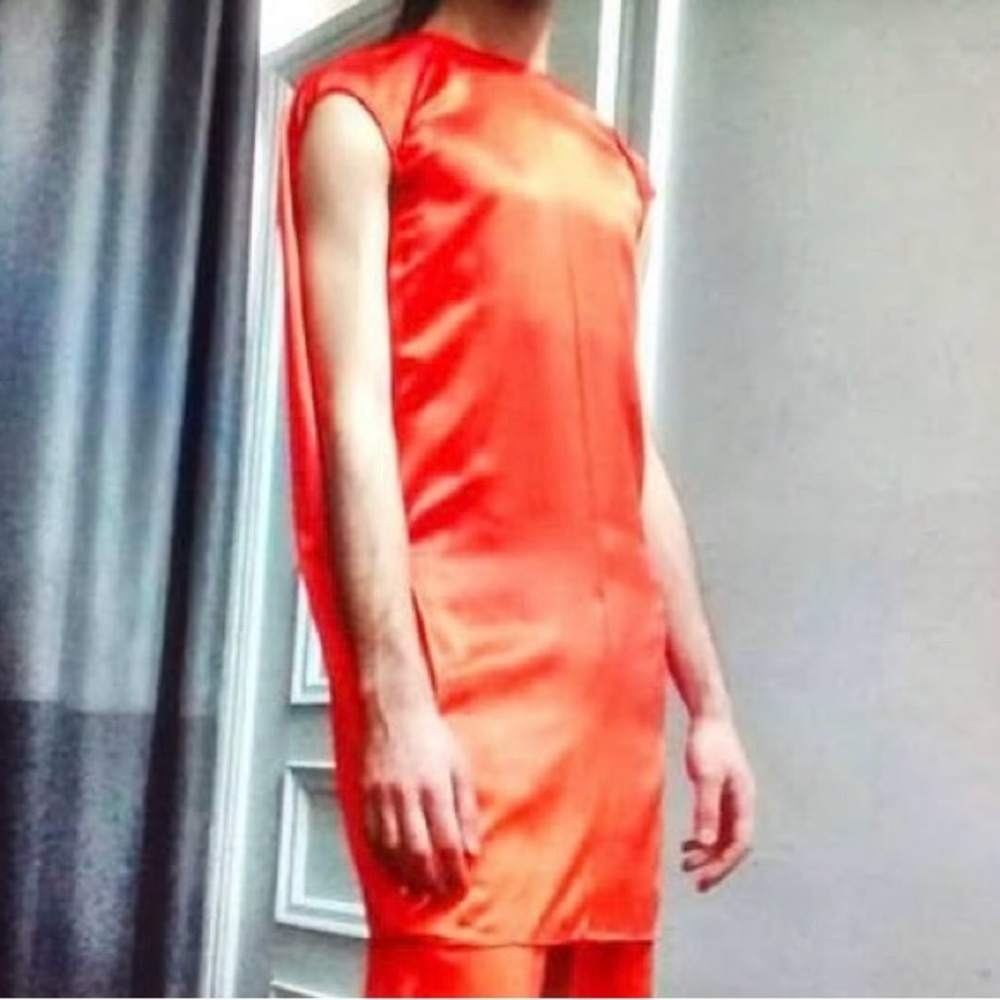 Acne Studios - Teddi BRIGHT ORANGE Silk Satin Dress